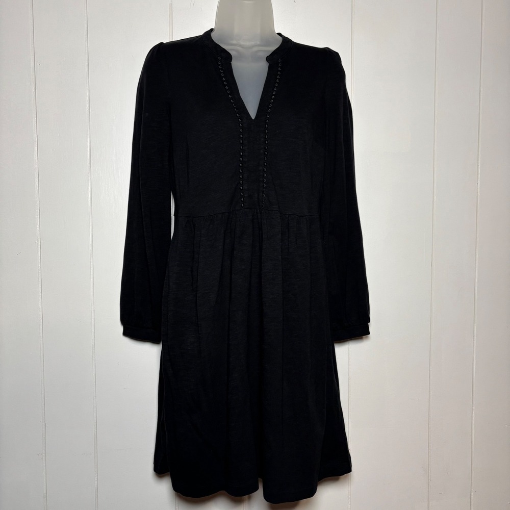 Boden Naomi Jersey Relaxed Black Knee Length Dress Size 6 Petite Minimalist
